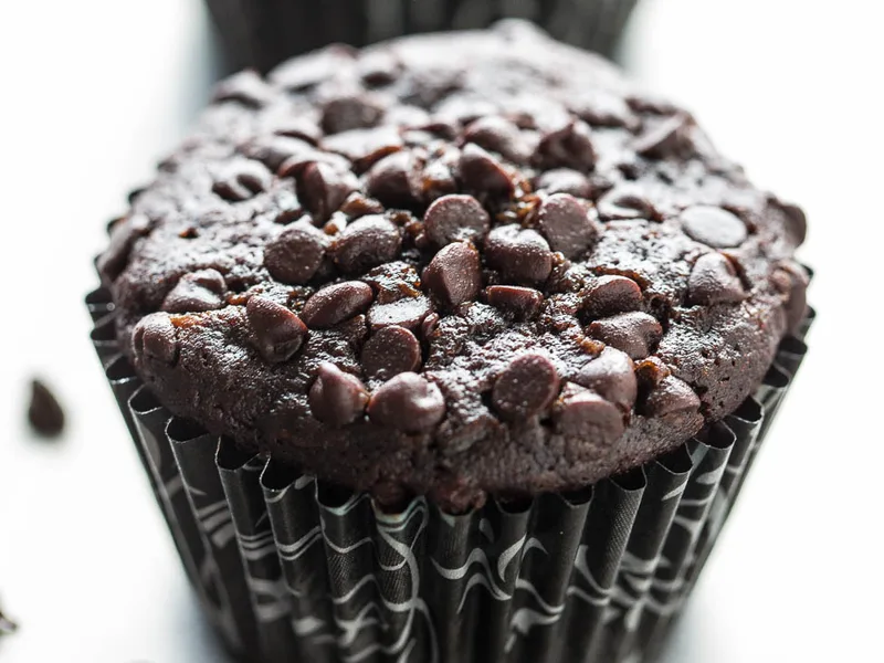 Triple Chocolate Zucchini Muffins with Mini Chips