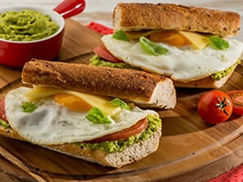 Avocado Egg Tomato Swiss Cheese Baguette Toast