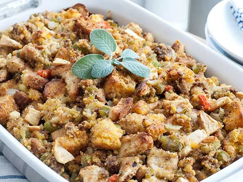 Gluten-Free Vegan Sausage and Cornbread Stuffing
