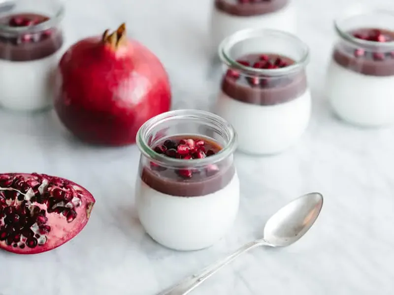 Coconut Pomegranate Panna Cotta with Layered Jelly
