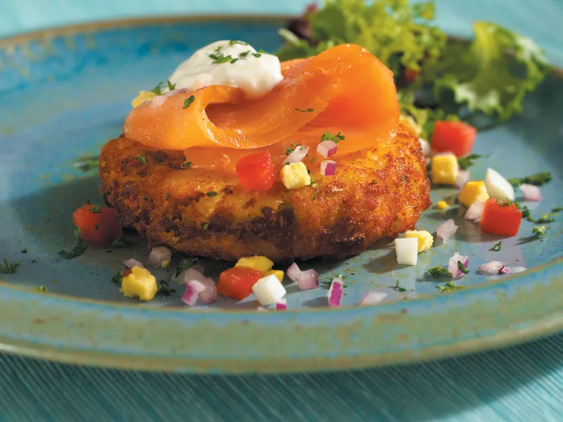 Smoked Salmon Potato Cakes with Lemon Sour Cream