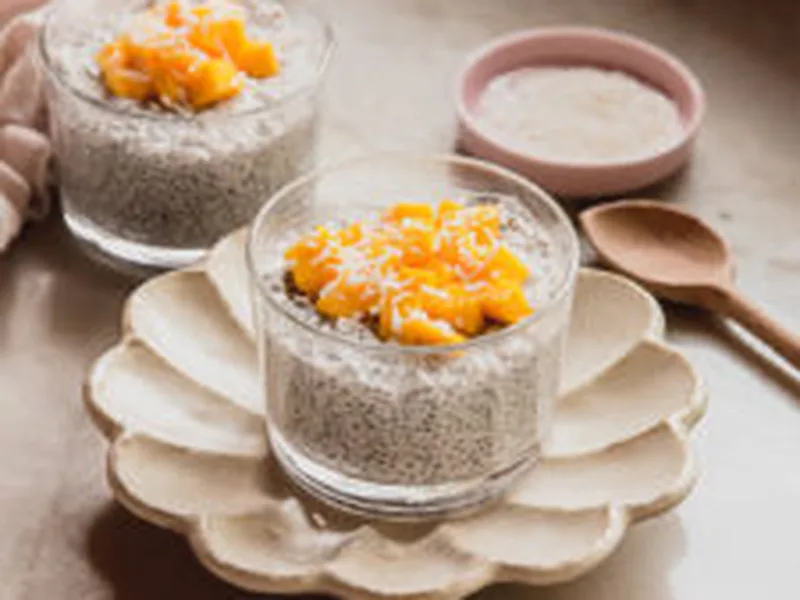 Mango Sticky Rice Chia Pudding with Coconut