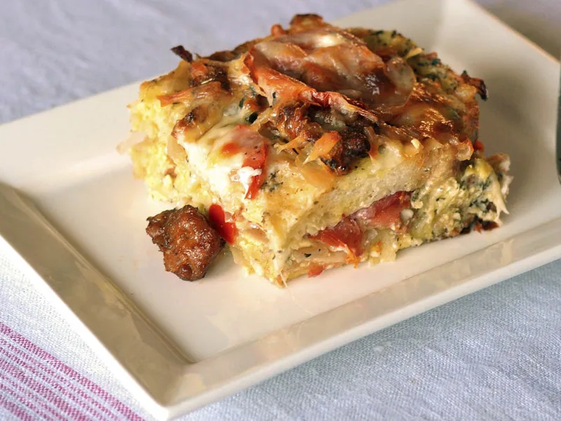 Italian Herb Sausage Strata with Mozzarella