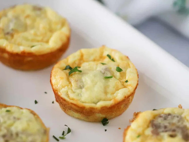 High Protein Breakfast Egg Bites with Sausage and Spinach