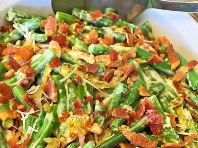 Bacon Green Bean Casserole with Cream Sauce