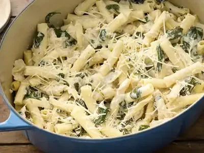 One-Pot Parmesan Chicken Ziti with Artichokes and Spinach