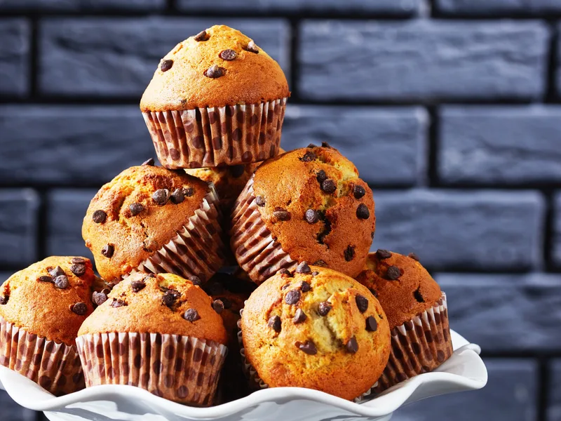 Air Fryer Banana Chocolate Chip Muffins in 12 Minutes