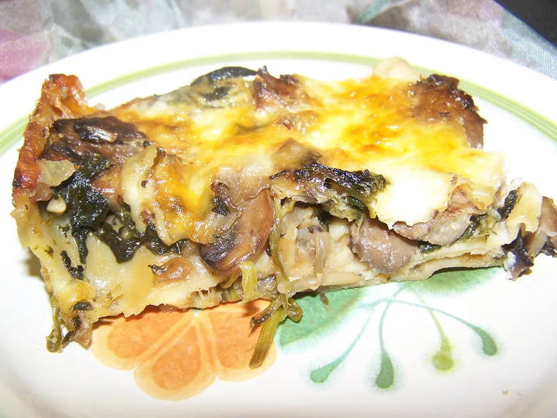 No-Boil Spinach Mushroom White Lasagna