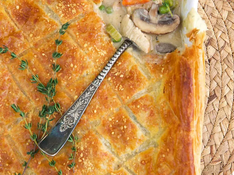 Easy Chicken Pot Pie Casserole with Puff Pastry