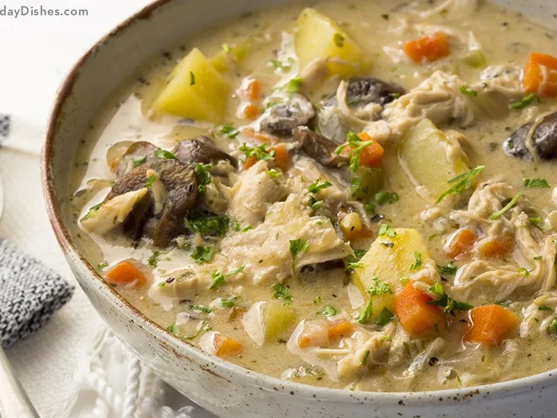 Creamy Homemade Chicken and Vegetable Soup with Herbs