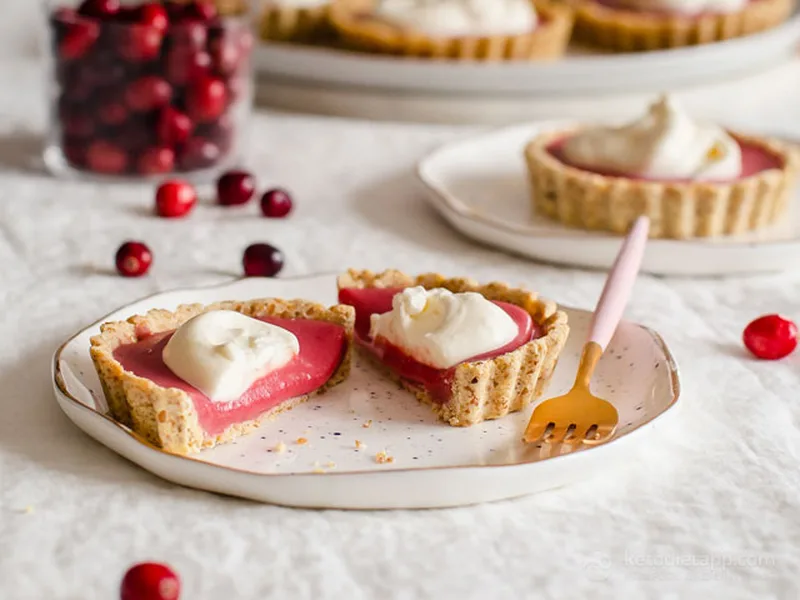 Low-Carb Almond Flour Cranberry Curd Tarts with Whipped Cream