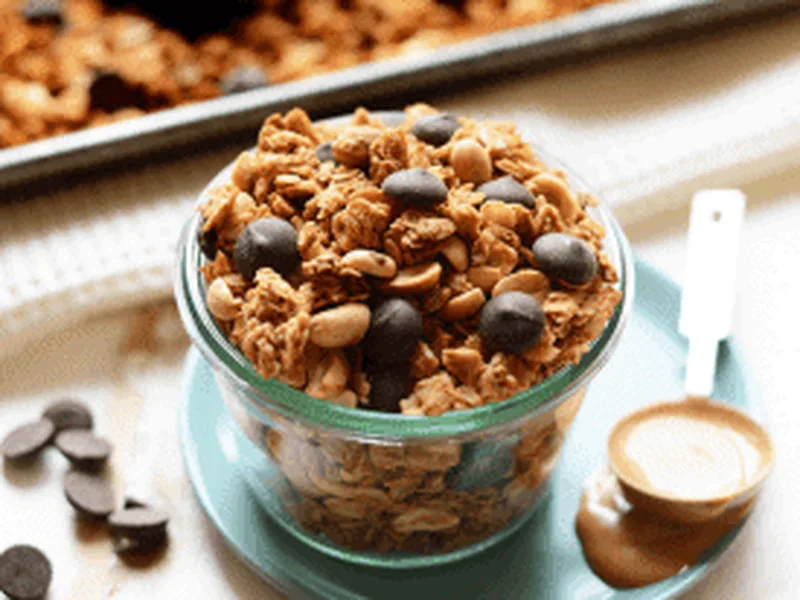 Peanut Butter Cup Granola with Dark Chocolate and Honey