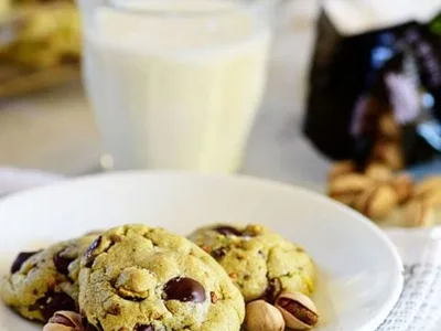 Pistachio Dark Chocolate Cookies with Sea Salt