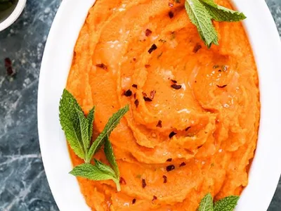 Creamy Carrot Mash with Orange Zest and Fresh Mint