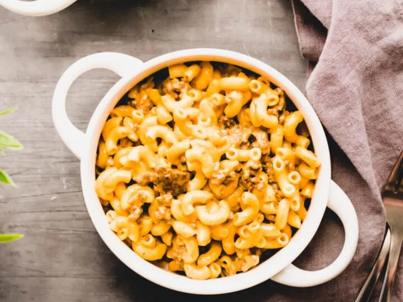 Skillet Venison Mac and Cheese with Ketchup