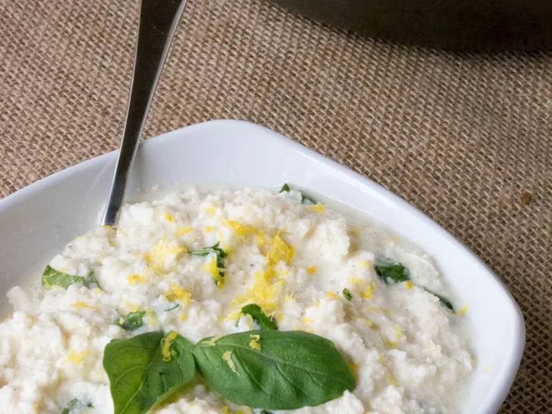 Low Carb Cauliflower Lemon Mascarpone Faux Risotto