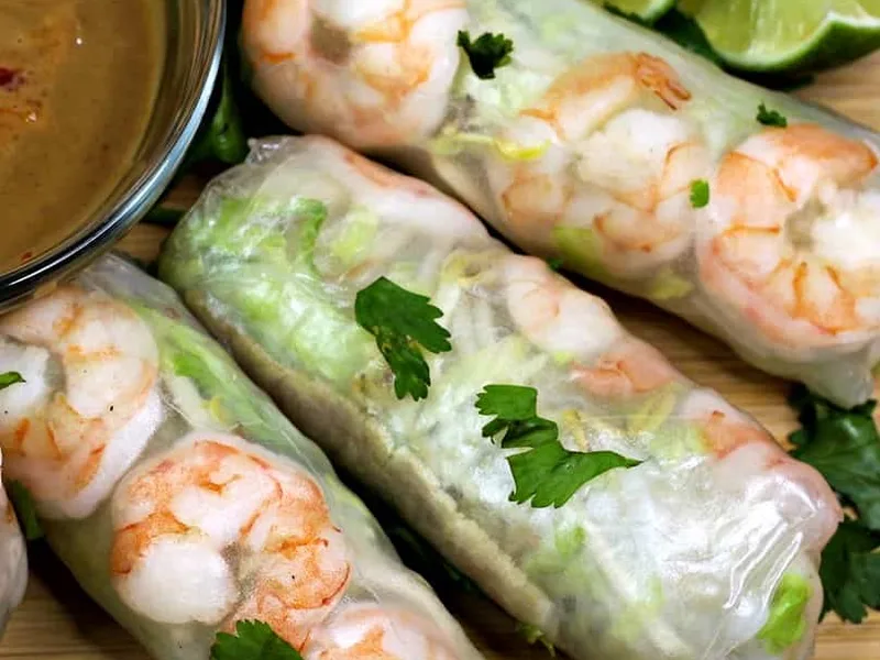 Thai Spring Rolls With Homemade Peanut Sauce