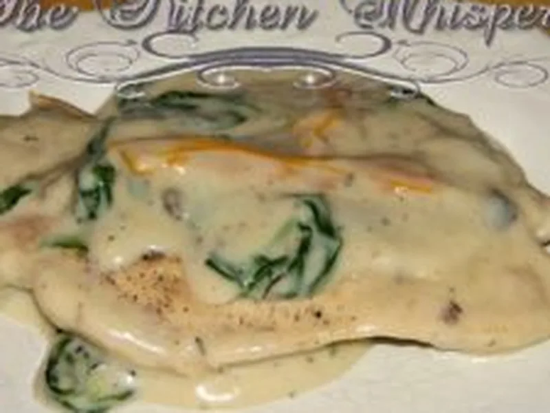 Spinach Pepper Chicken in Wild Mushroom Béchamel Sauce