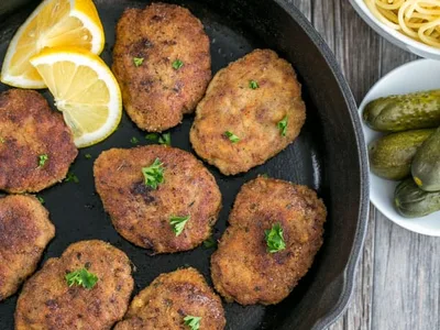 Pozharsky Chicken Beef Croquettes with Fresh Dill
