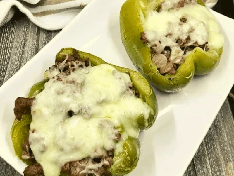 Air Fryer Philadelphia Cheesesteak Stuffed Peppers