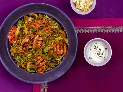 Tandoori Chicken with Mushroom Pilau