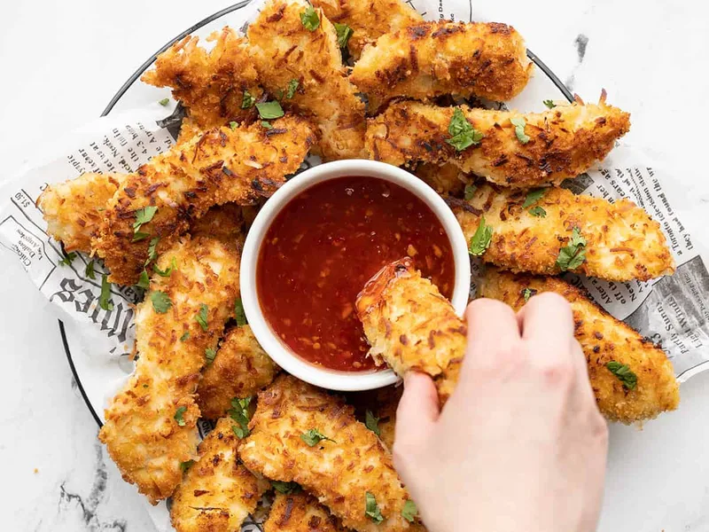 Crispy Coconut-Crusted Chicken Strips with Sweet Chili Sauce