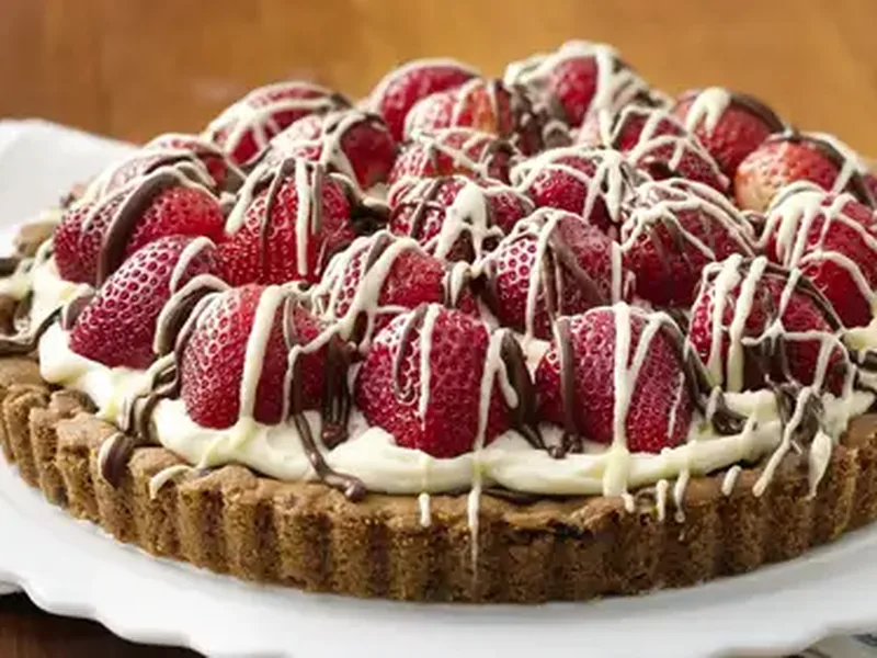 Strawberry Mascarpone Hazelnut Chocolate Cookie Tart