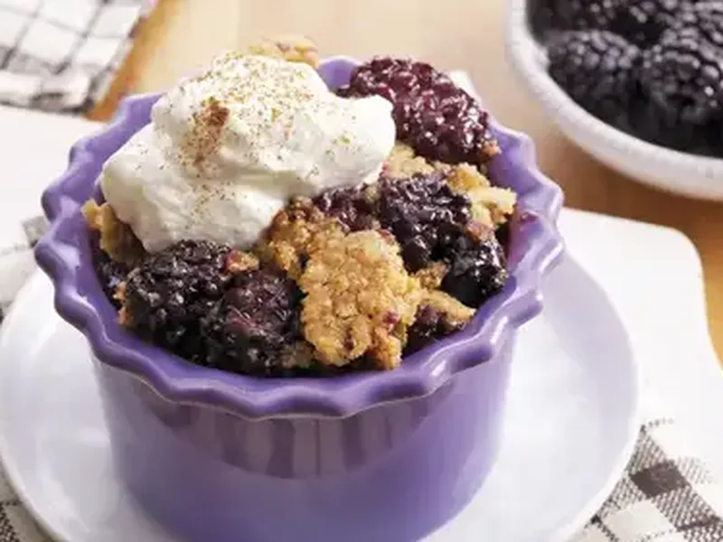 Slow Cooker Sweet Cornbread Blackberry Cobbler