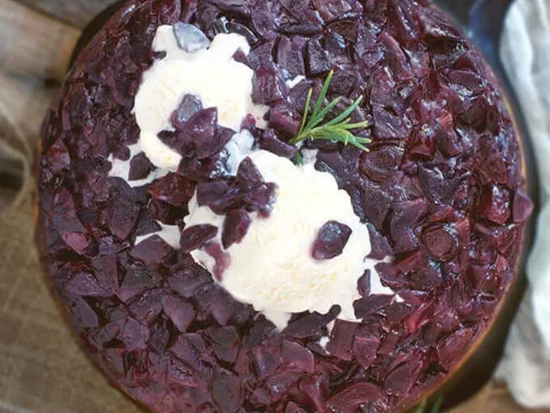 Cast Iron Grape Upside Down Cake with Balsamic