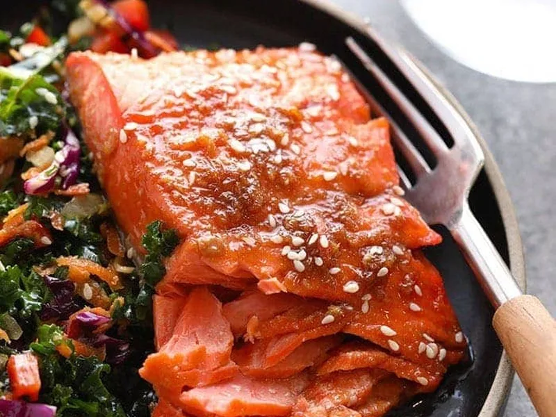 Maple Ginger Broiled Salmon with Asian Glaze