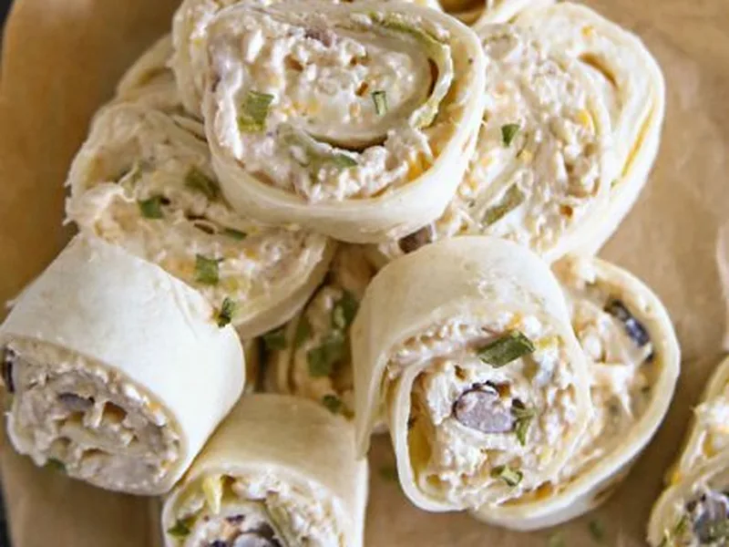 Creamy Chicken Verde Pinwheels with Black Beans and Cheese