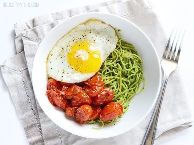 Parsley Pesto Pasta with Blistered Cherry Tomatoes
