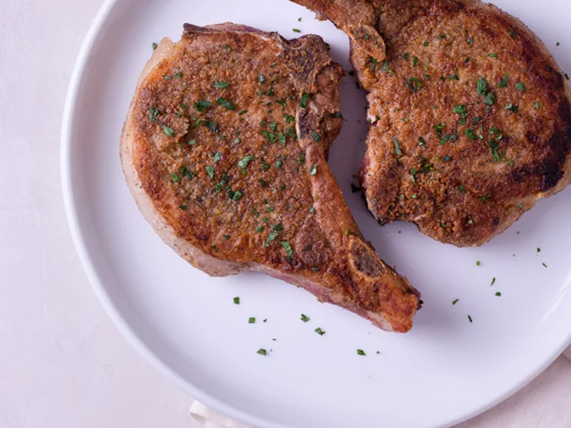 Pan-Seared Pork Chops with Chickpea Flour Crust