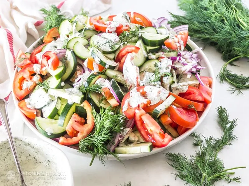 Cucumber Ranch Salad with Fresh Vegetables and Creamy Dressing