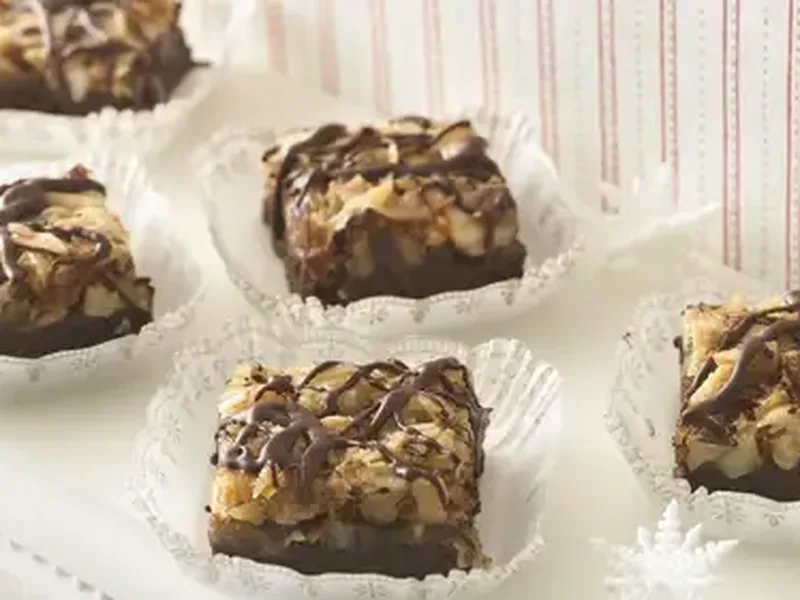 Coconut-Hazelnut Dream Bars with Chocolate Drizzle