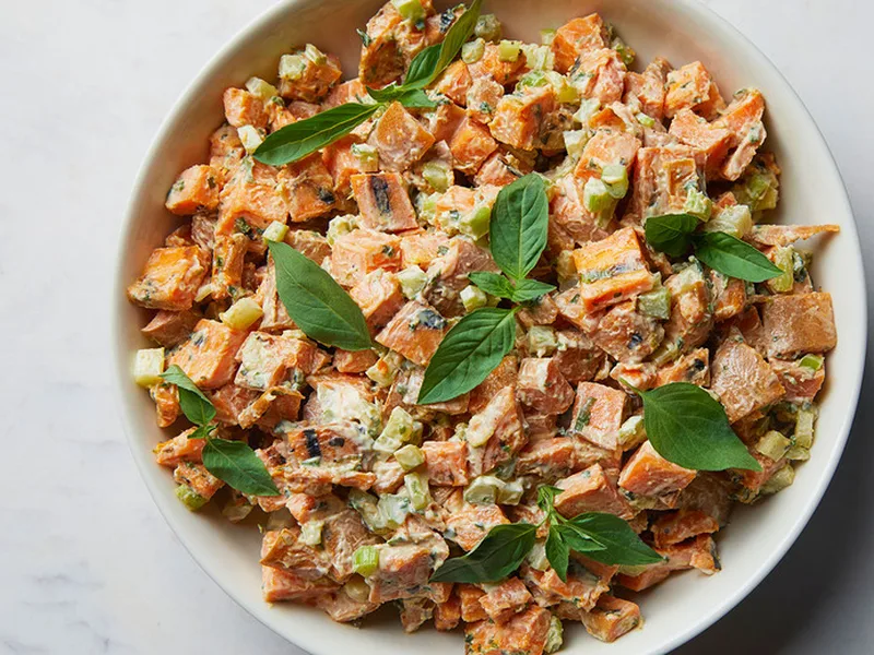 Grilled Sweet Potato Salad with Thai Basil
