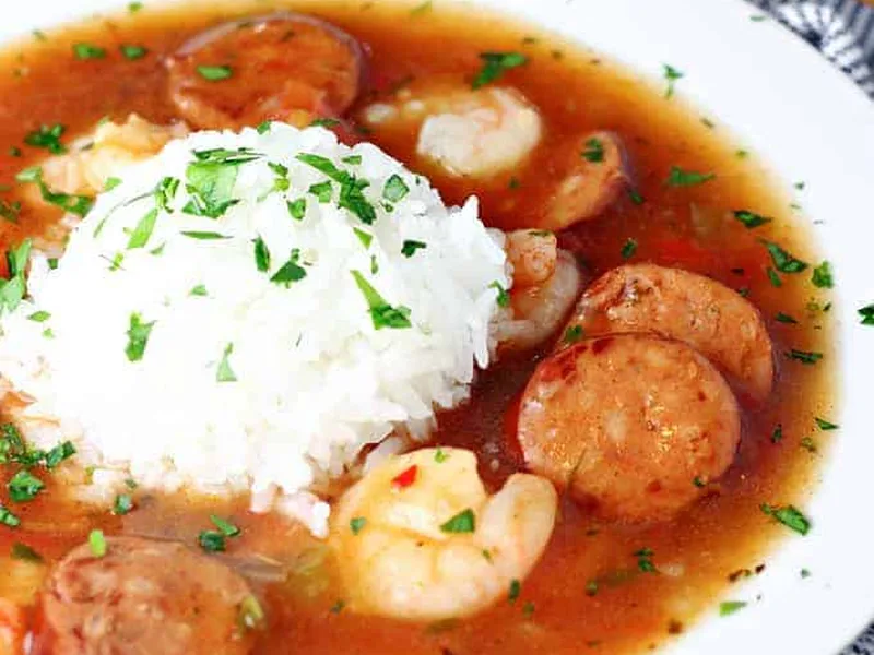 Slow Cooker Sausage and Shrimp Gumbo with Andouille