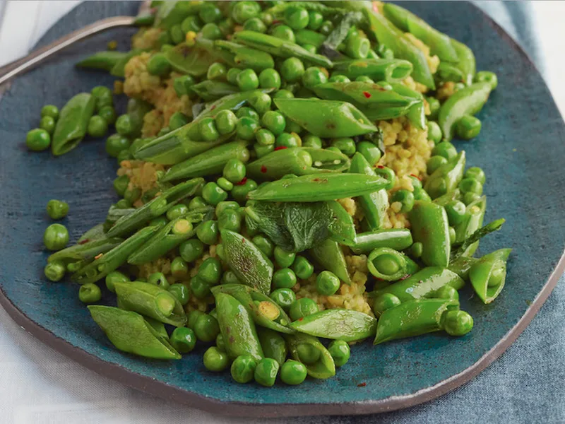 Cracked Wheat Pilaf with Spring Peas and Homemade Stock