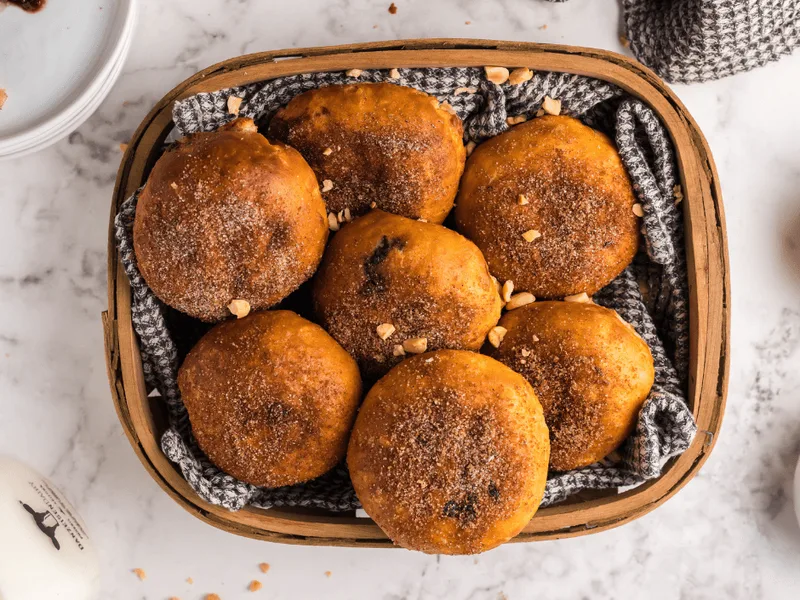 Air Fryer Peanut Butter Jelly Filled Biscuit Doughnuts