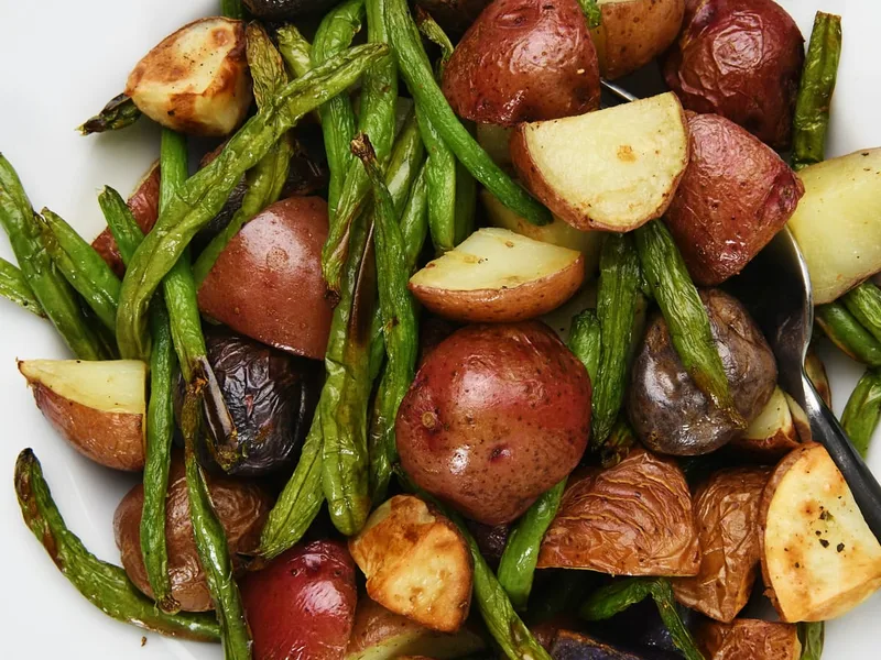 Air Fryer Green Beans and Potatoes with Stone House Seasoning