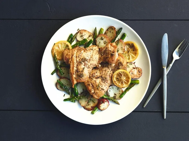 Pan-Seared Lemon Rosemary Chicken with Roasted Potatoes