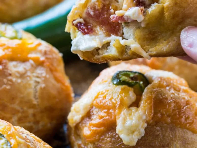 Jalapeno Popper Stuffed Pretzel Rolls with Cream Cheese