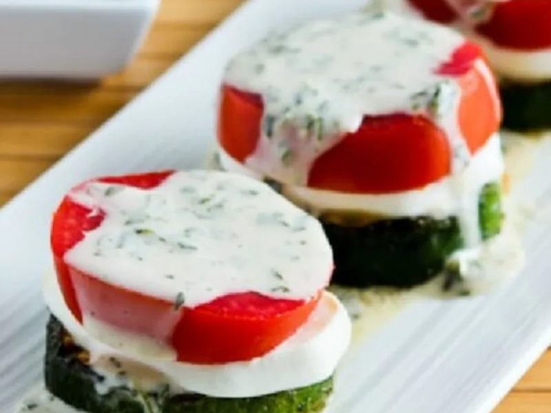 Grilled Zucchini Caprese Stacks with Basil Vinaigrette