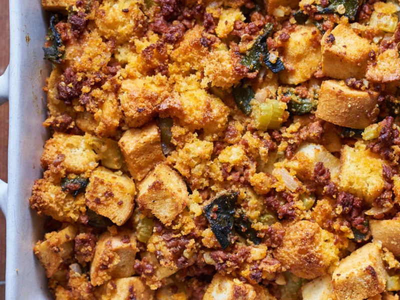 Chorizo and Poblano Cornbread Stuffing
