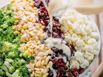Honey Lemon Broccoli Cauliflower Salad