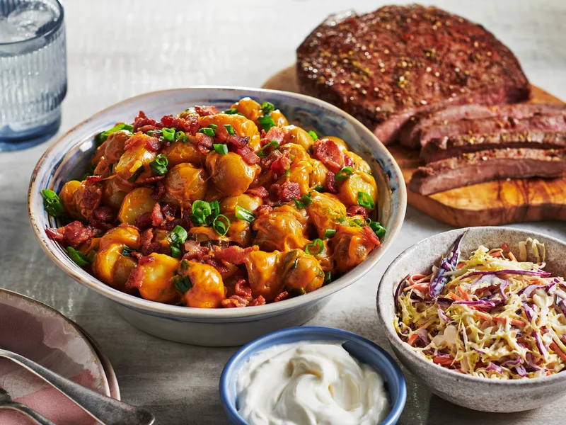 Slow Cooker Loaded Potatoes with Bacon and Cheddar