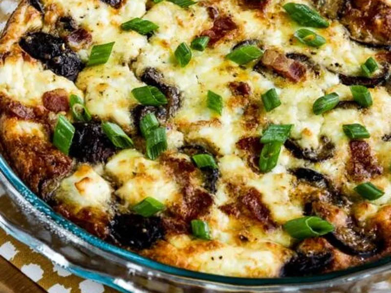 Bacon Mushroom Crustless Quiche with Feta