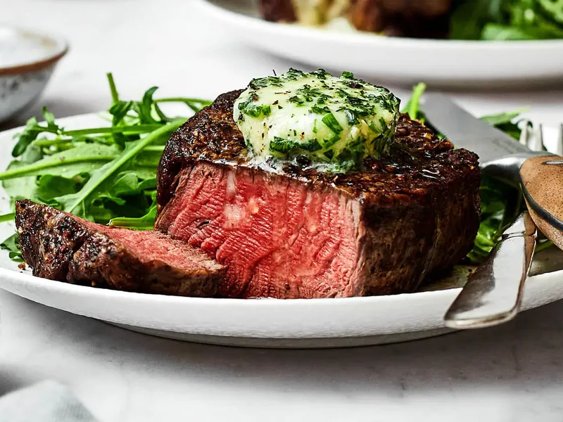 Pan-Seared Filet Mignon with Herb Butter and Garlic