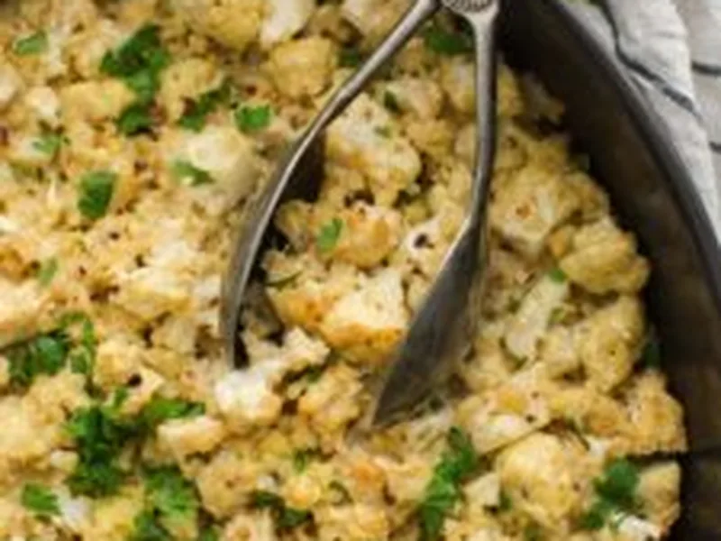 Roasted Cauliflower and Millet Gratin with Havarti Cheese