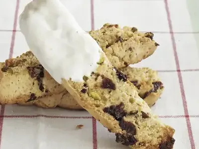 Cherry-Pistachio Biscotti with White Chocolate